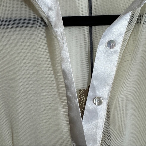 Vintage Taglia Sheer Beaded Satin Blouse Ivory Size M Long Sleeve Dressy Top - Picture 8 of 14